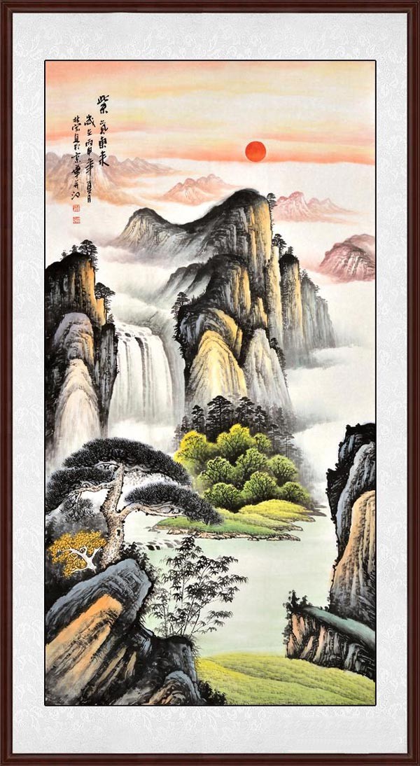 董事长办公室设计时挂哪些装饰画，可以衬托出品味和修养《紫气东来》