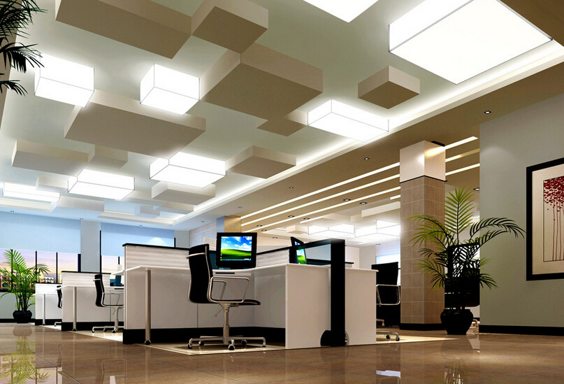 办公室装修空间照明设计中灯具的选用原则：